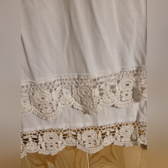 QIXING Short Sleeve Top Plus Size XXL Color White lace bottom - Picture 6 of 6